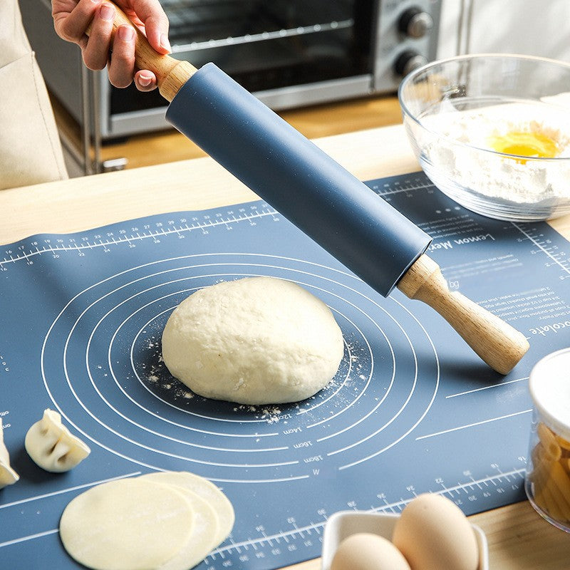 Thick Non-Slip Rolling Pin (Large Non-Stick Mat Included)