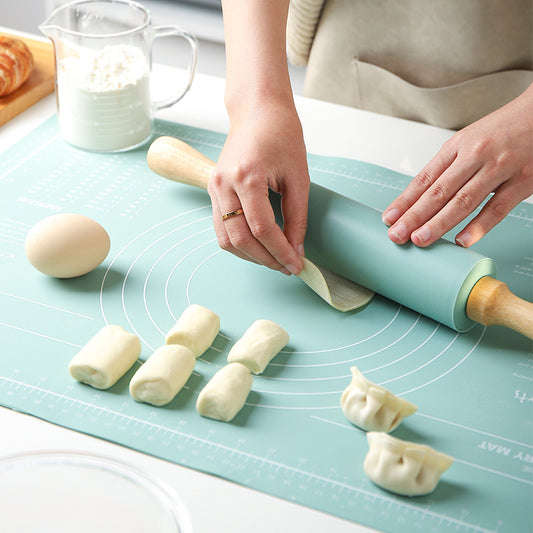 Thick Non-Slip Rolling Pin (Large Non-Stick Mat Included)